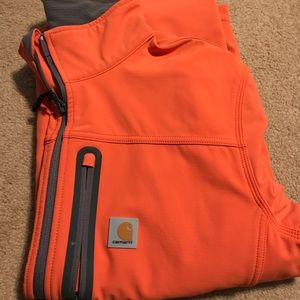 Orange and grey men’s jacket.